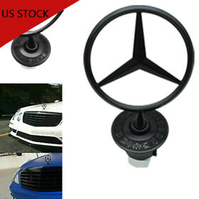 Mbhood09bb 1x For Mercedes-benz New Front Genuine 3d Hood Star Emblem S E C Clk Class Black