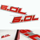 2-em-6.0l-rd Red Border Aluminum Emblem Decal Sticker Badge Racing Gear