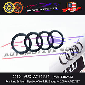 4k8853742 2019 Audi A7 Trunk Ring Emblem Matte Black Rear Lid Hatch Logo Badge S7 Rs7