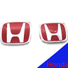 0408 2pcs New Red Front Rear H Emblem Badge Fit Honda Civic Sedan 4dr 2016-2021