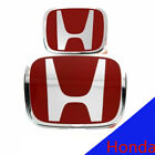 20062015 2pcs Red H Front And Rear Emblem For 2006-2015 Honda Civic Sedan Ex Lx Si