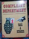 94522 Sign Vintage Replica Tin Metal Complaint Department Grenade Funy Work
