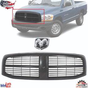 5jy121spaf Aftermarket Products New Front Black Grille &oem Emblem Chrome For 2006-2009 Dodge Ram 1500 2500 3500