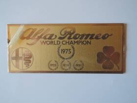 102.07.63.100.99 Alfa Romeo 1975 World Champion Brass Dashboard Plaque New Nos