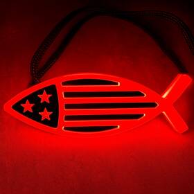 Autogem 850037192854 Chrome Cross Fish Emblem With Usa Flag Light Up Tailgate Car Truck Badge