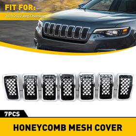 Gsk-cherokee-19-22c Auxito Fits Jeep Cherokee 2019-2022 Black Front Mesh Grille Inserts Frame Accessories