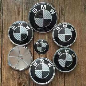 Bmw 45 82 74 68 4 7pcs Carbon Fiber Black Blue White Front Rear Emblem Steering Wheel Hub Cap