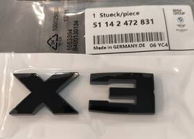 51142472831 Bmw Genuine Gloss Black Trunk Badge G01 X3 2018 New