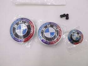 X003kfbxez Bmw 3 Piece Oem Hood/trunk/steering Wheel Emblem 82mm/74mm/45mm