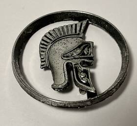 9868429 Buick 1971-1973 Centurion Roof Sail Panel Logo Emblem Helmet Oem Part #