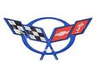 C5sw-db Cyberdine Graphics Corvette Steering Wheel Emblem Set Dark Blue By