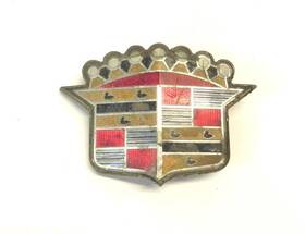 1463334 Cadillac Vintage Chrome Used 1955 Hood Crest Emblem Logo #1463334