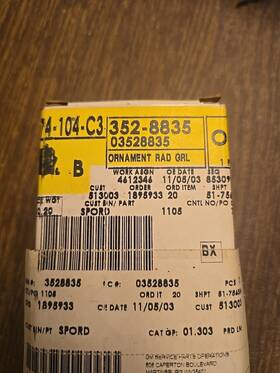 3528835 Cadillac Oem Gm 1992 1993 1994 Eldorado Hood Ornament Original Nos New