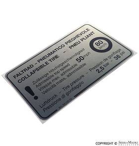 911.701.137.03 Carbone Porsche Emergency Spare Tire Decal 911/930 Turbo 78-86 91170113703