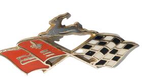 16199 Chevrolet Original 1959 Chevy Impala Rear Quarter Panel Emblem Vtg Deer Checkered Flag