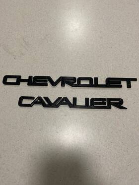 20717278 Chevrolet 90-94 Oem Cavalier Rear Trunk Black Nameplate Emblem Logo Badge Set