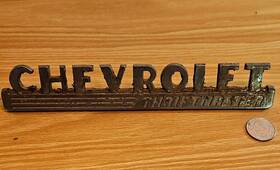 3683134 Chevrolet Vintage Original Thriftmaster Emblem Badge Nameplate Script Metal