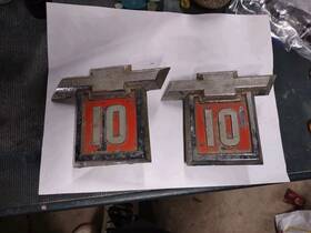 3838641-10 Chevrolet 1964 /- One Year Only Factory Chevy C/10 Truck 1/2 Ton Fender Emblems