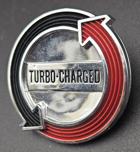 3854338 Chevrolet 1965 Corvair Turbocharged Emblem Part No. Oem Chevy Turbo