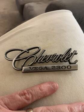 9870383 Chevrolet #9870383 1970ft S Era Vega 2300 Trunk Script Name Plate Emblem