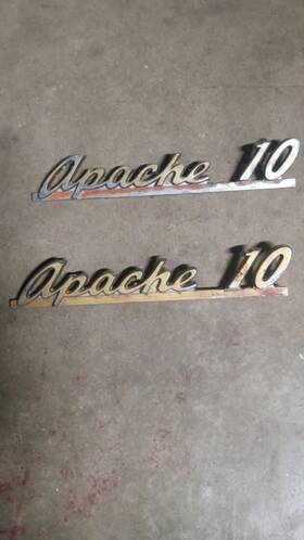 P-3781525 Chevrolet Apache 10 P-3781525. Pair Of Original 1961 Hood Emblems. Very Good Condition With Mounting Stu