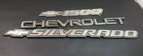 L5998983 Chevrolet Vintage Emblems Badge Brush Crome Black Spell Out Logos