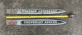 P-3753124 Chevrolet Oem Apache 32 Fender Emblem Badge Pair Vintage Chevy Truck Part Patina