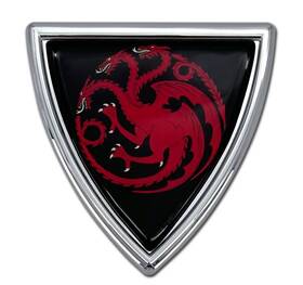 Chrome Emblems 810062119738 3 Inch Game Of Thrones House Targaryen Shield Metal Domed Auto Emblem