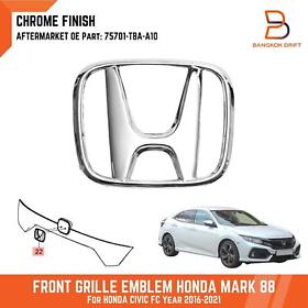 Nj-rear-civic16-hd Chrome Front Grille Rear Emblem H Mark Fit Honda Civic Fc Sedan 4 Doors 2016-21