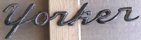 1547499 Chrysler 1955-56 Yorker Emblem 6 Inches Long Nameplate Script Badge