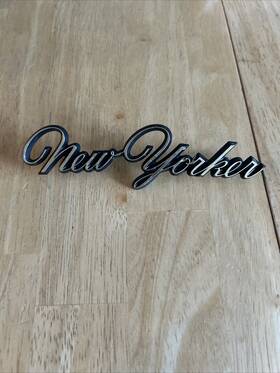 569955 Chrysler 1967 1968 1969 1970 Gold New Yorker Script Emblem Mopar 4 1/2 Inch