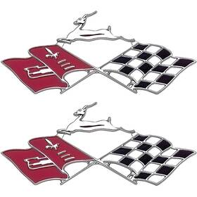 B136000 Classic Industries 1958 Impala Quarter Panel Cross Flags Emblem Pair