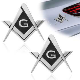 Crt4 Cmerto 2pcs Masonic Car Emblem 2.75 Inch Compass Auto Truck Metal Decal Mason Square