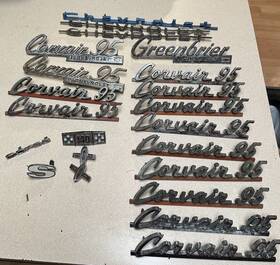 3784666 Corvair Lot Vtg 1961-64 Chevrolet 95 8-3/4 Inch Lh Rh Emblem Panel Name Plate Badge