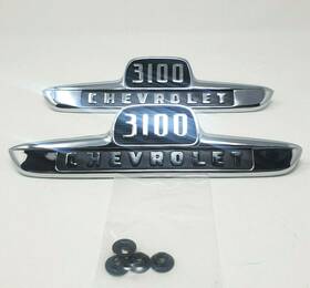 55-16721-hs Counterpart Chevrolet Chevy Hood Bonnet Side Emblem Set Inch 3100 1955 1st Series