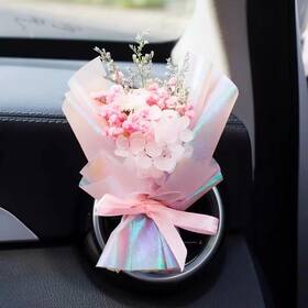 Cz233 Czhotg Pink Mini Dried Flowers Bouquet For Car Air Vent 1 Count Pack Of