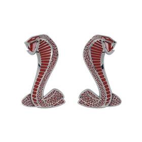 F4ss-16228-r Daniel Carpenter 1994-04 Ford Mustang Cobra Fender Emblems Chrome With Red Accents
