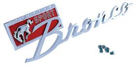Tr16098d Dennis Carpenter 1966-77 Ford Bronco Sport Fender Emblem With Mounting Clips Inch