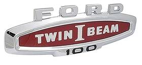 Tr16720e Dennis Carpenter 1966 Ford F-100 Truck Hood Side Emblem Inch 100 Twin I Beam Chrome With