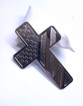 Em-0200 Digiart International Christian Religious 3d Cross W Embossed American Flag Metal Car Emblem Sticker