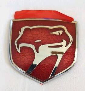 0jw27m2y Dodge Viper Oem Red Scales Medallion Hood Emblem Chrome Sneaky Pete Mopar - New