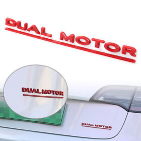 Dual Motor Decals 3d Chrome Abs Red Trunk Sticker Emblem For Tesla Model 3 Us