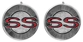 Em1706 Dynacorn Chevy Impala Emblem Door Panel Pair 1965