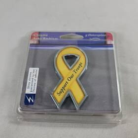 Elektroplate 617353549201 Support Our Troops Chrome Auto Emblem Yellow Ribbon