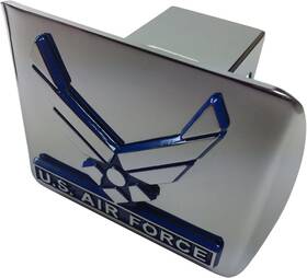 Af019 Elektroplate Air Force Metal Emblem Wings With Blue Trim On Chrome