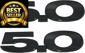 Embroom 717206961591 Pair Set 5.0 Liter Door Fender Emblem Badge Right Left Side Rear Gloss Black