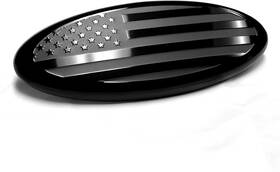 Fft3042bl9 Everhitch 9 Inch Front Grille Tailgate Rear American Black Flag Emblem X3.5 Oval Decal