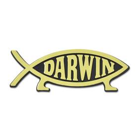 Ef-emb-p-00023 Evolvefish Mag3 Gold Darwin Fish Chrome Emblem Magnet - 3 1/4 Inch X 1 1/8