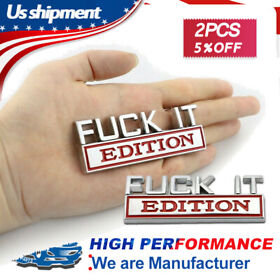 F Ck It Edition Silver And Red Emblem Fits Chevy Honda Toyota Ford Car Truck 2pc