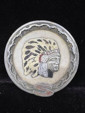 12-690 Factory Oem Amc Jeep Stock Original Vintage Cherokee Wagoneer Chief Indian Head S Emblem Badge 1970-1981 4.5 Inch